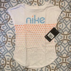 Nike Kids White and Orange Dotted Shirt